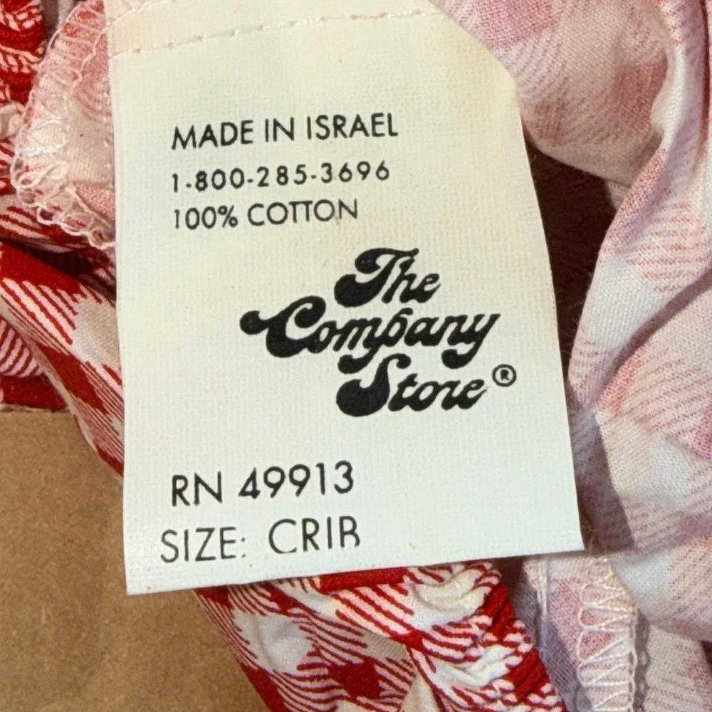 Vintage Company Store Gingham Red White Checked Fitted Crib Cotton Sheet NEW